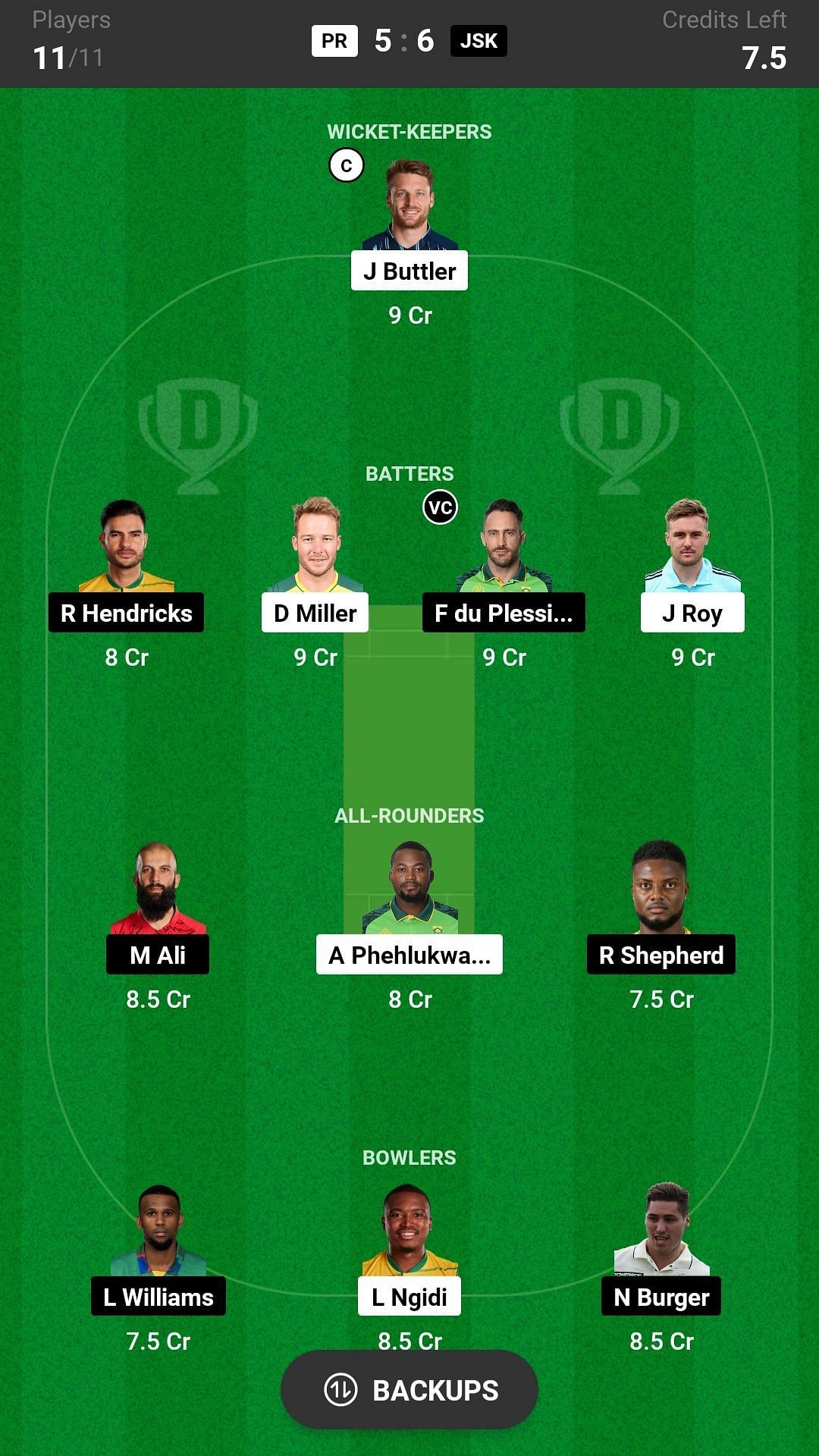 Paarl Royals vs Joburg Super Kings Dream11 Prediction Today, Head-to-head