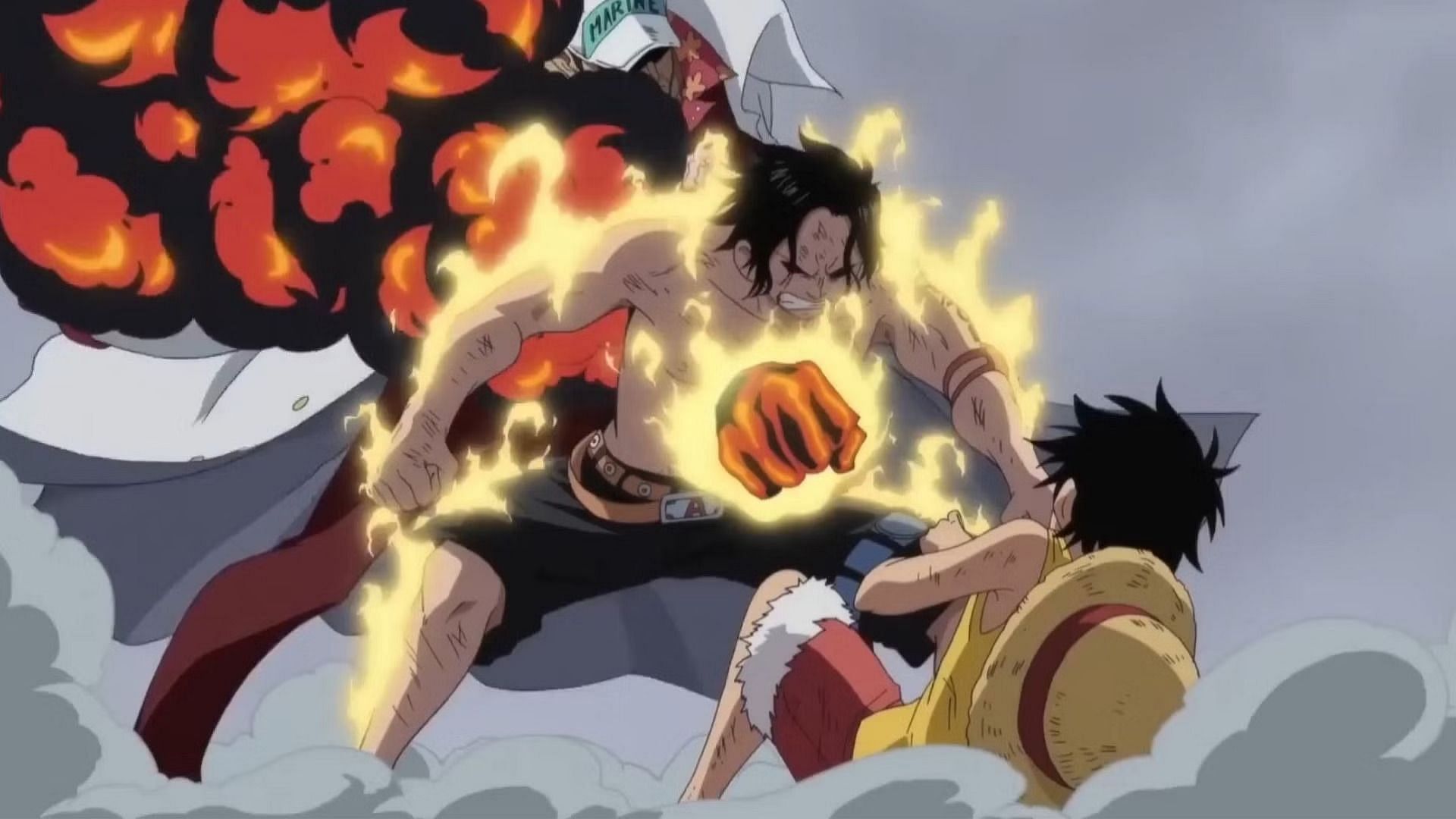 Ace sacrifices himself to save Luffy (Image via Toei Animation)