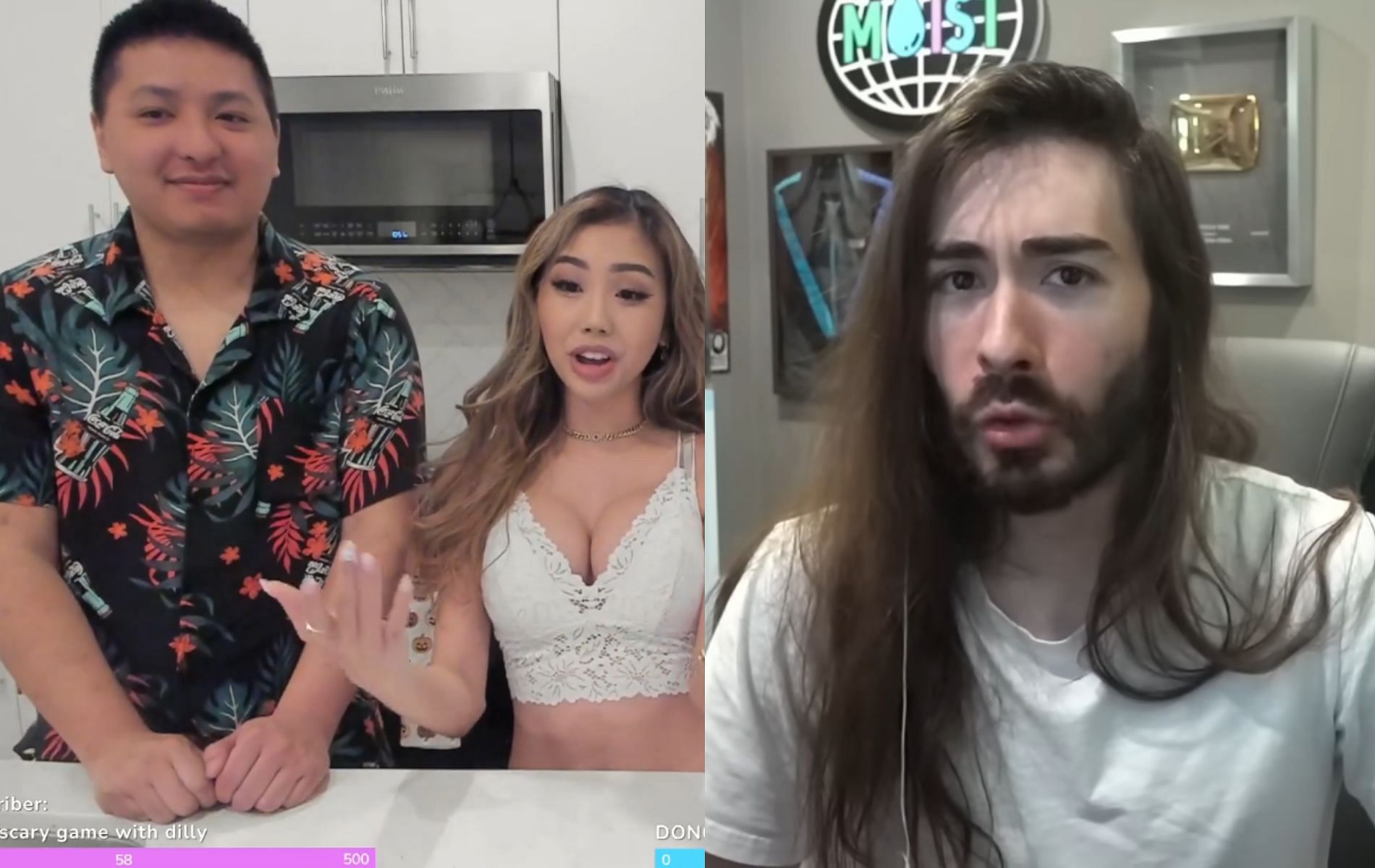 Twitch streamer calls out MoistC1TiKaL after latter posted a video criticizing her (Image via Twitch/supcaitlin and YouTube/Penguinz0)