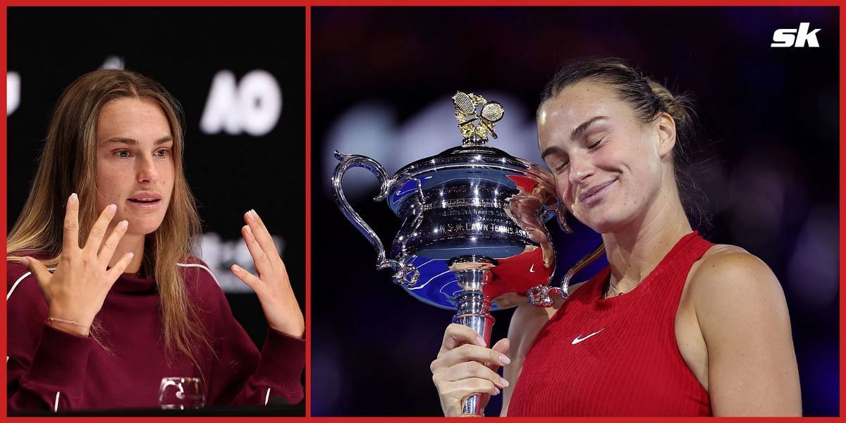 Aryna Sabalenka with the Australian Open 2024 trophy.