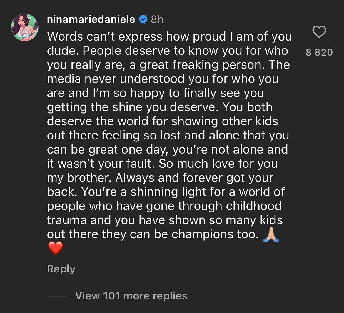 Nina-Marie Daniele's reaction to Sean Strickland's Instagram post