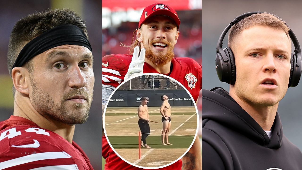 George Kittle shares shirtless video of Christian McCaffrey and Kyle Juszczyk&rsquo;s prep for Super Bowl matchup vs Chiefs