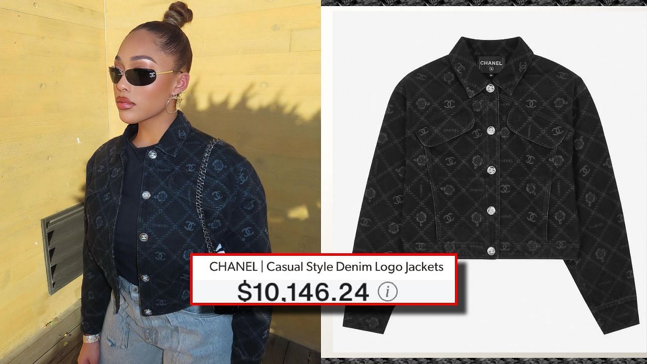 Jordyn Woods follows her Paris days in an elegant Chanel jacket (Image via Instagram @jordynwoods &amp; Buyma website @buyma.us)