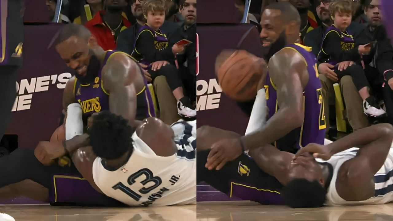 NBA fans react to LeBron James not getting called for a foul on Jaren Jackson Jr.