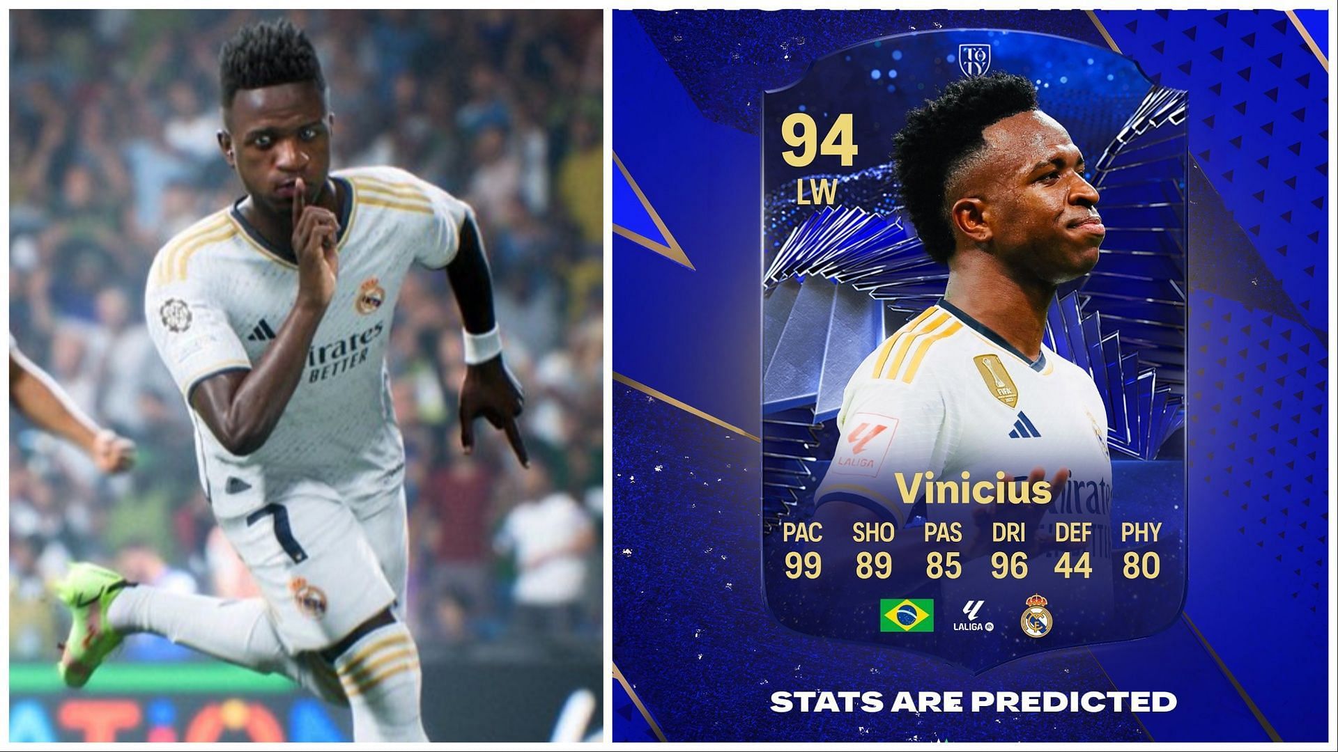 TOTY Honorable Mentions Vinicius has been leaked (Images via EA Sports and Twitter/FUTZONEFIFA)