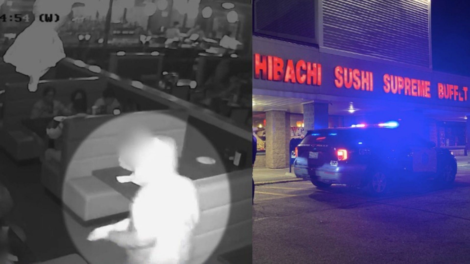 Brocton Hibachi shooter cauht on video (Image via Jennifer Eagan and Marc Vasconcellos/X) 