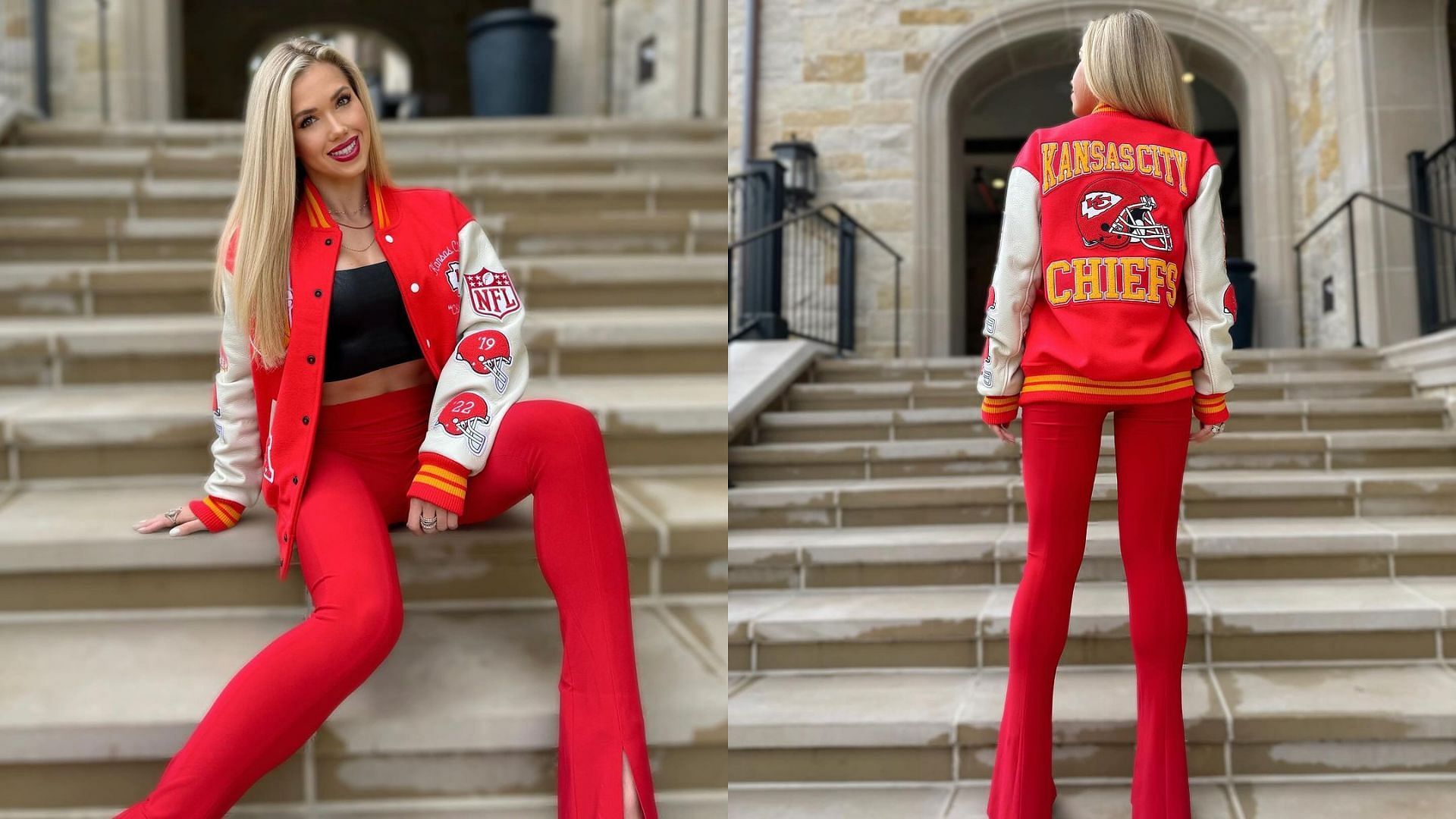 Gracie Hunt shows her support for the Kansas City Chiefs before their sixth consecutive AFC Championship Game