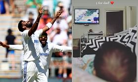 "5 for dad!"- Jasprit Bumrah's infant son Angad watches his father on TV taking a 6-wicket haul in 2nd IND vs SA Test in Cape Town