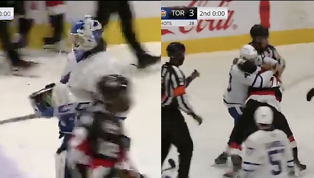 Watch: Bokondji Imama&rsquo;s jab at Denis Hildeby ignites fierce battle in Toronto Marlies vs Belleville Senators game