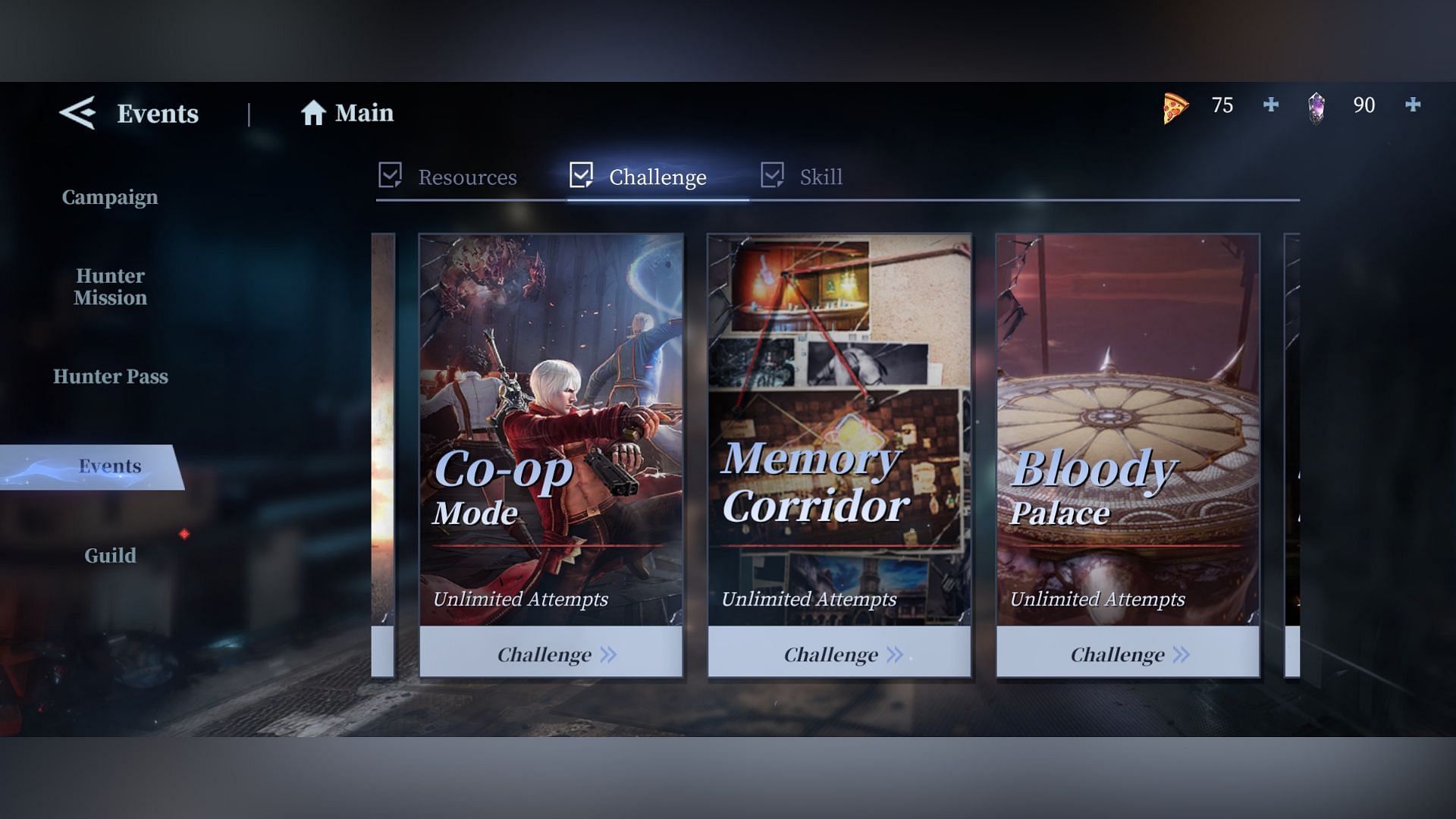 Devil May Cry Peak of Combat offers various game modes for farming materials. (Image via Nebula Joy)