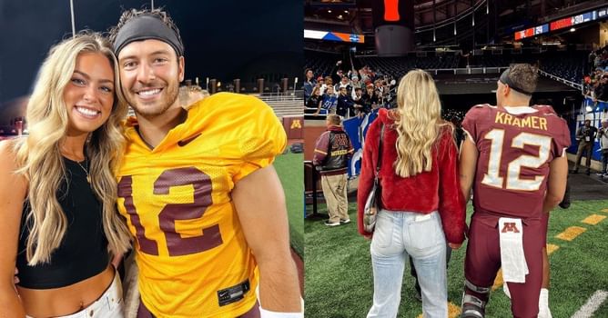 PHOTOS: Minnesota QB Cole Kramer and GF Katie Miller share snippets from romantic dinner, days away from the wedding - “At the place we got engaged"