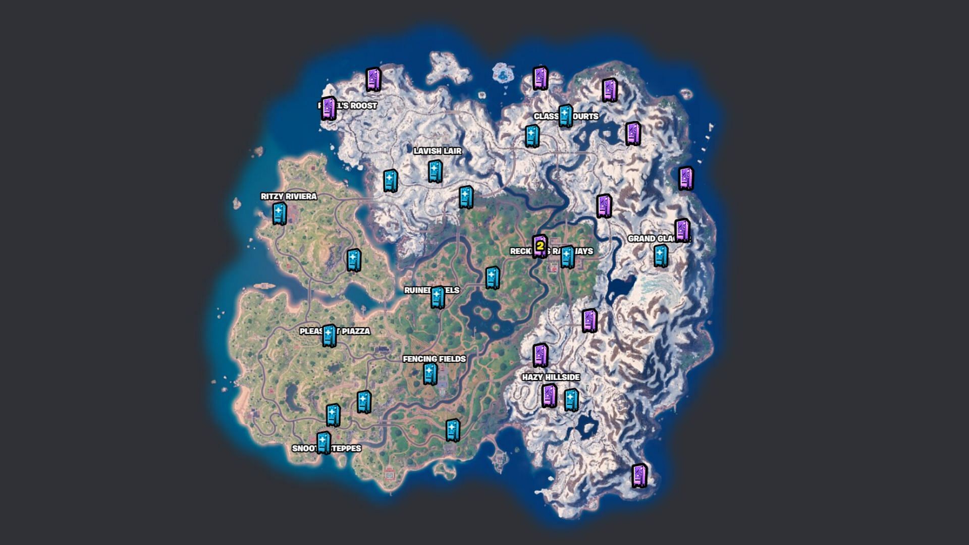 Locations of Vending Machines in Chapter 5 Season 1 (Image via Fortnite.gg)