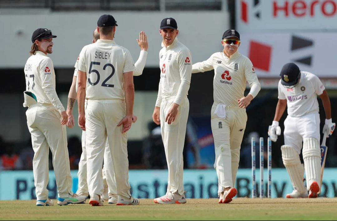 Daniel Lawrence and his English teammates vs India in India