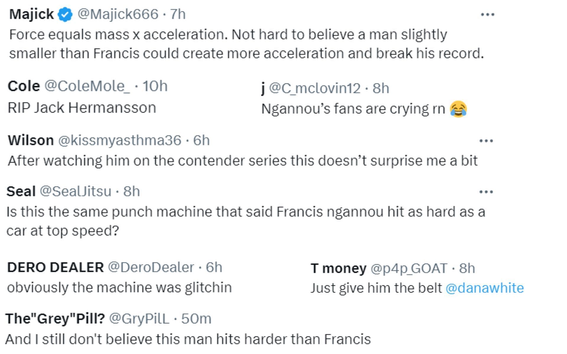 Fan reactions to Joe Pyfer&#039;s breaking Francis Ngannou&#039;s punch record