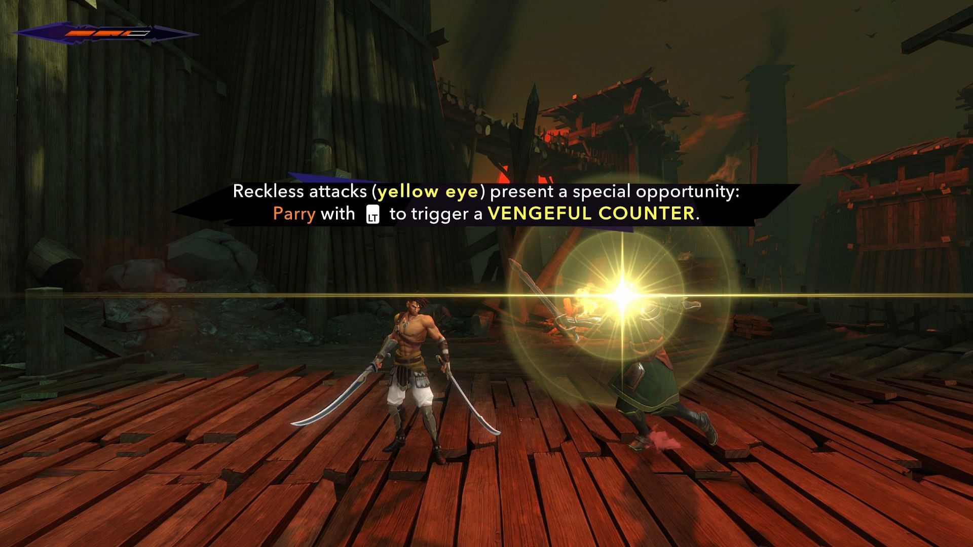 Reckless Attacks are indicated by this yellow light (Screenshot from PoP The Lost Crown)