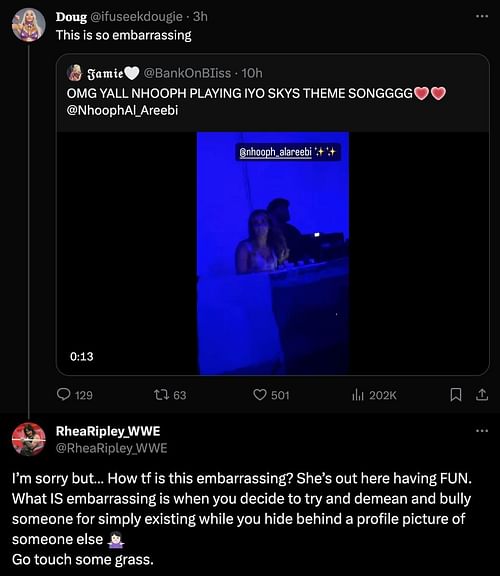 Rhea shut down the hater with a stern message!