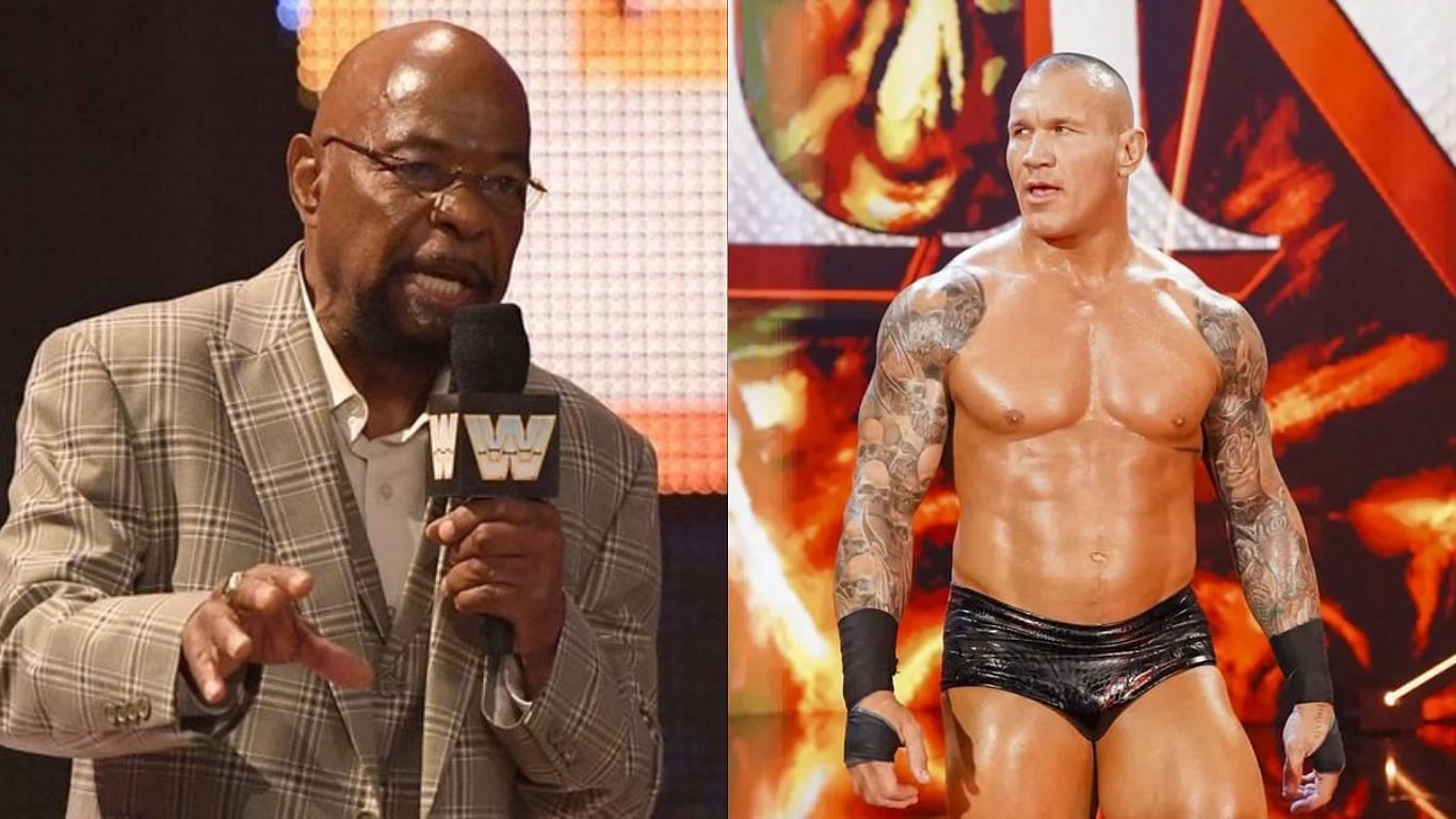 Teddy Long (left), Randy Orton (right)