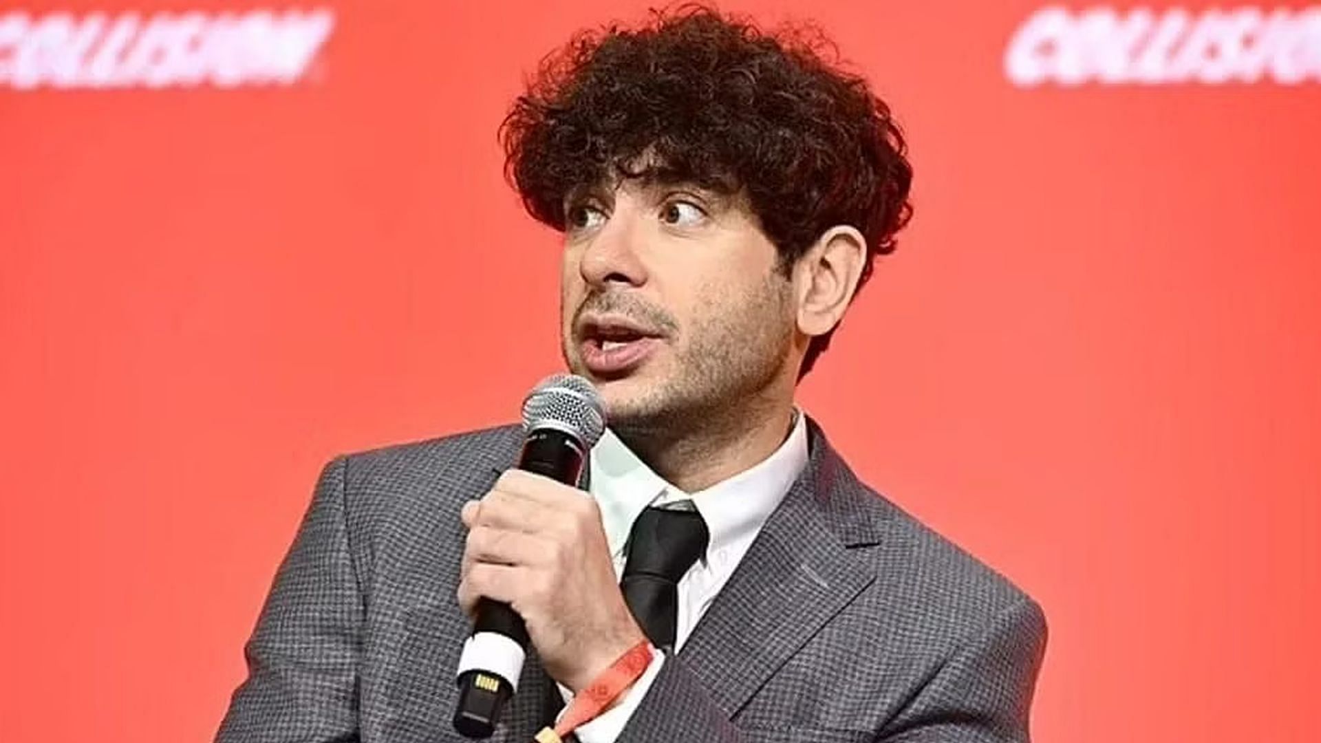AEW President Tony Khan during one of the press interviews