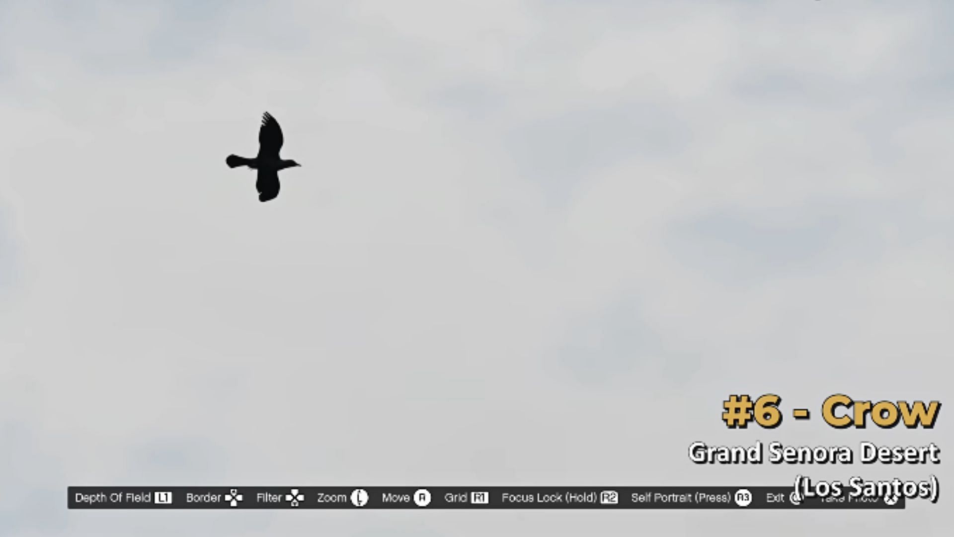 A crow flying in Grand Senora Desert region of Blaine County (Image via YouTube/GTA Series Videos)