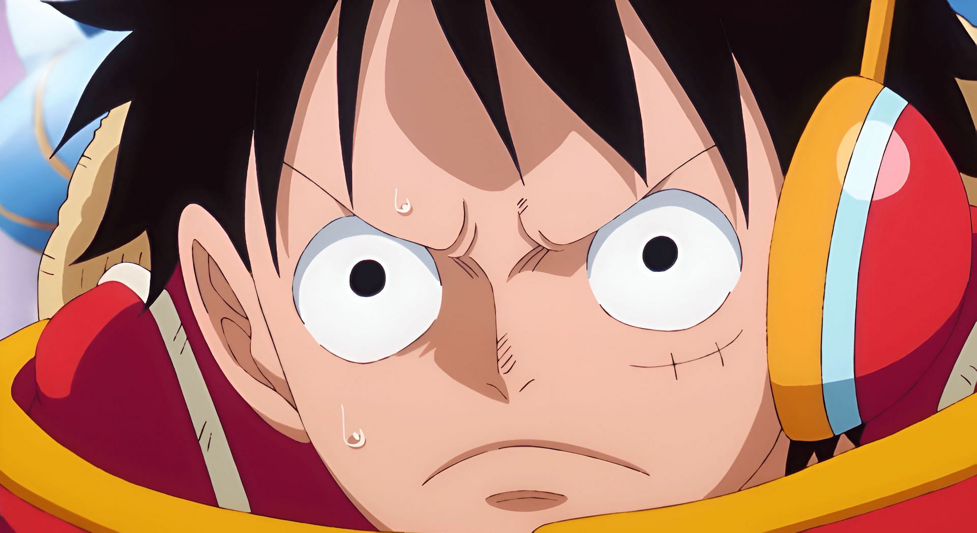 Luffy&#039;s reaction to seeing a Pacifista approaching him (Image via Toei Animation)