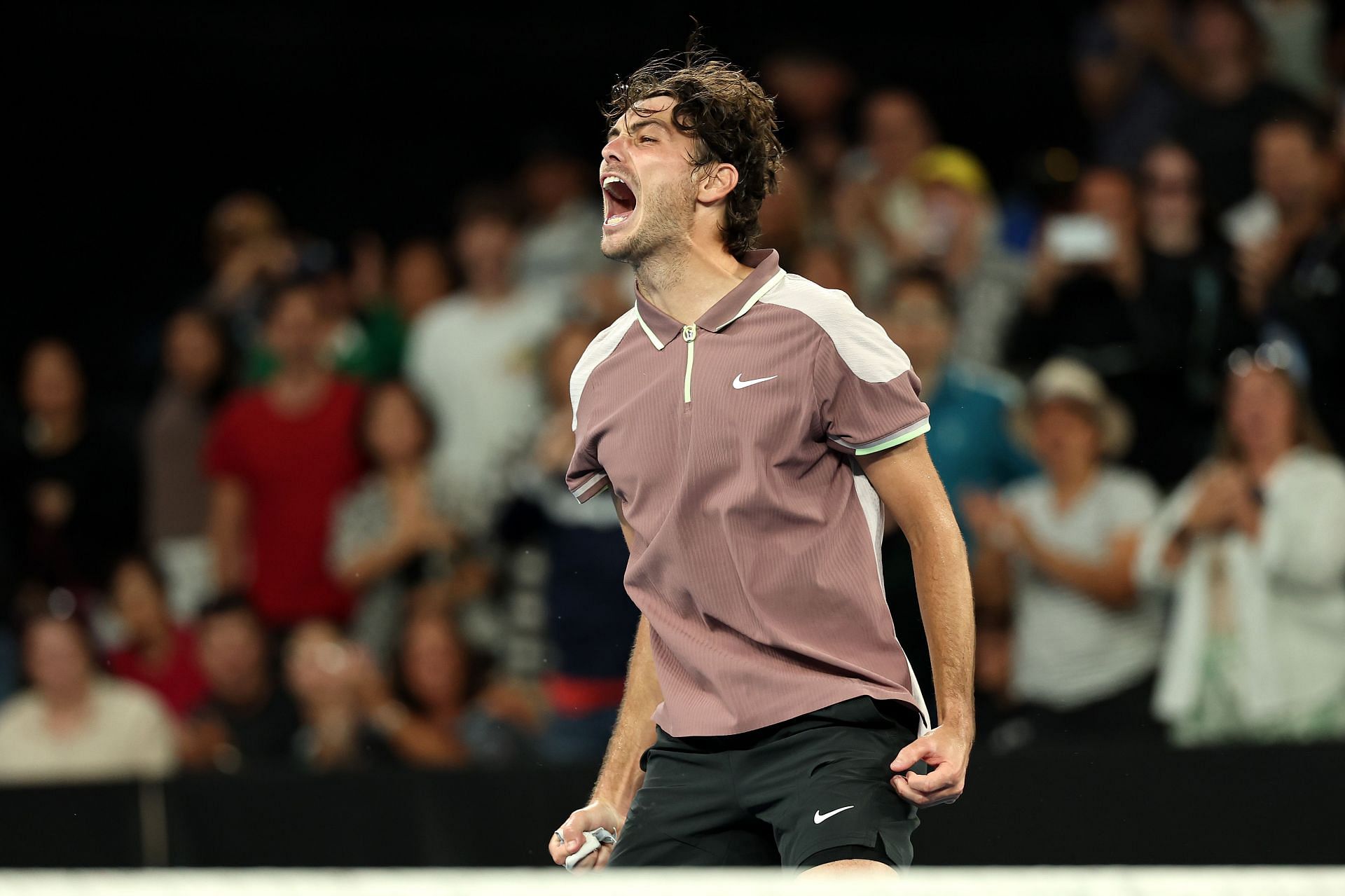 Taylor Fritz celebrates his third-round win against Stefanos Tsitsipas at the 2024 Australian Open - Getty Images