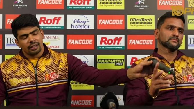 [Watch] Pawan Sehrawat seemingly takes sly dig at coach in press conference, refuses to answer question after being subbed out vs Haryana Steelers