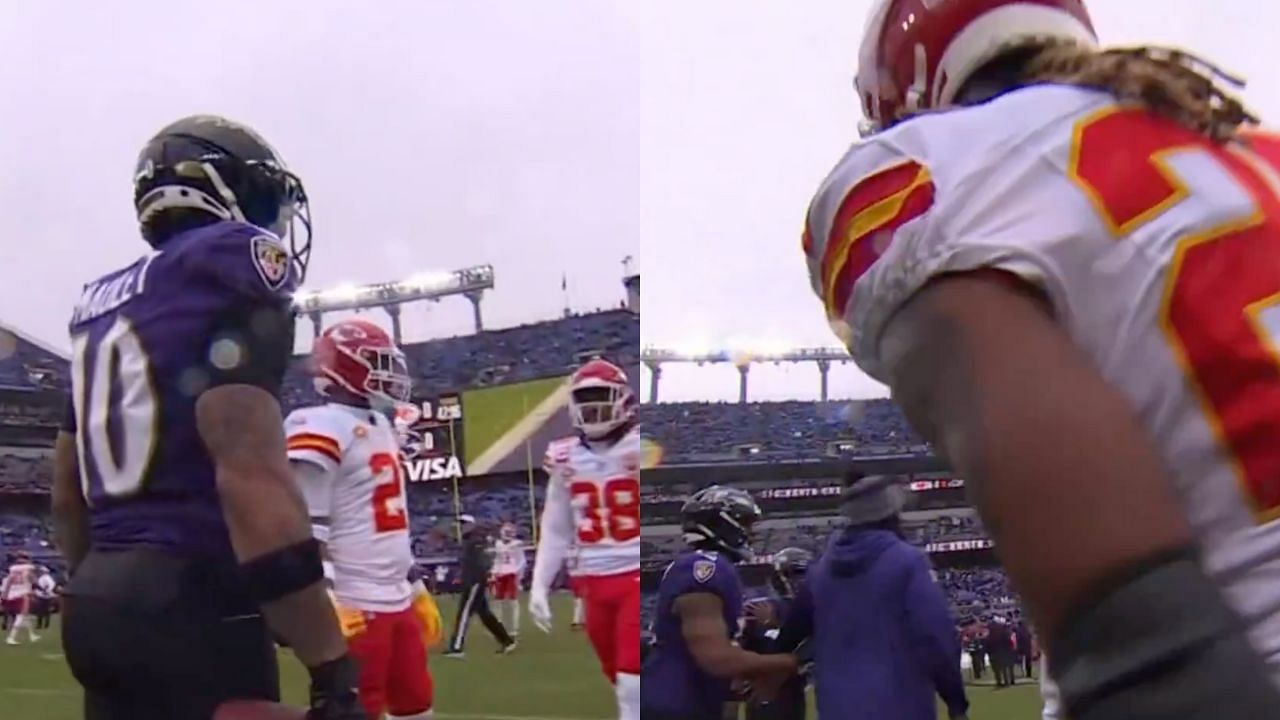 WATCH: Ravens&rsquo; Arthur Maulet gets involved in heated altercation with Chiefs players ahead of AFC championship game