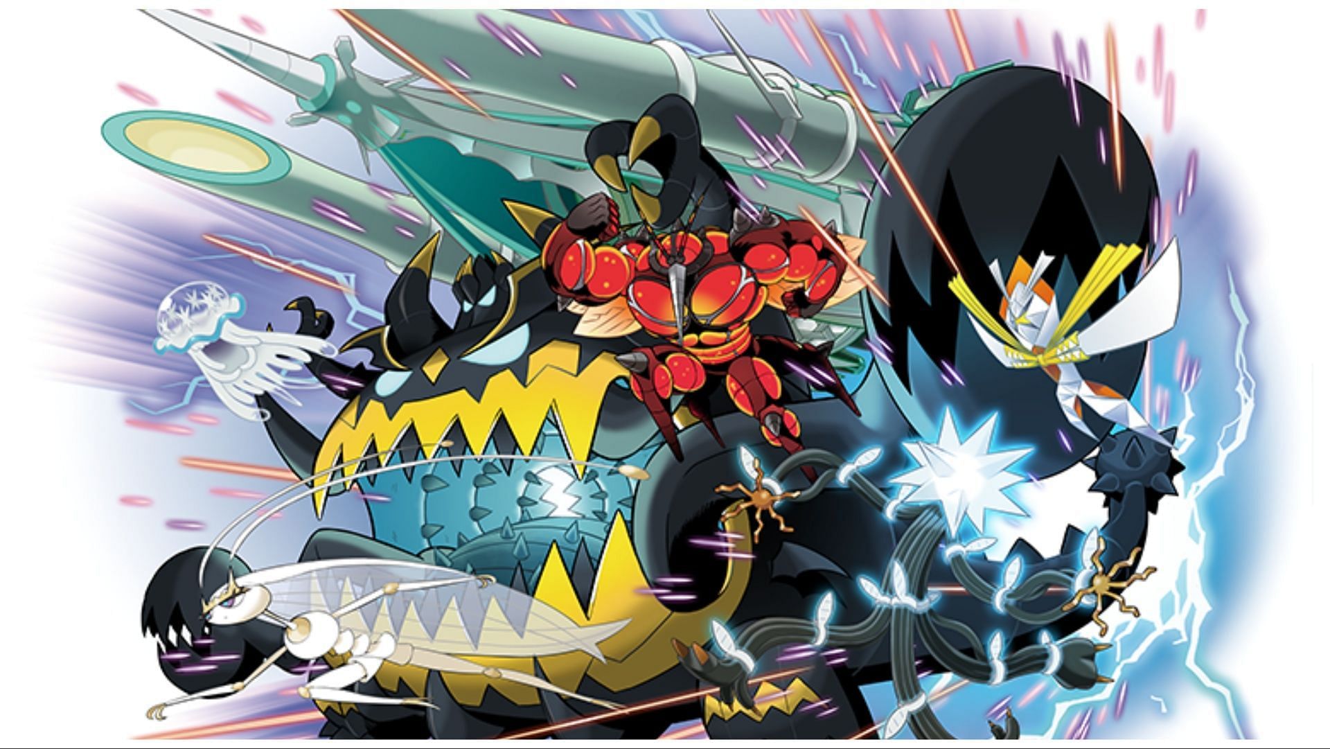 Artwork of the Ultra Beasts from Pok&eacute;mon Sun and Moon, drawn by Hitoshi Ariga.