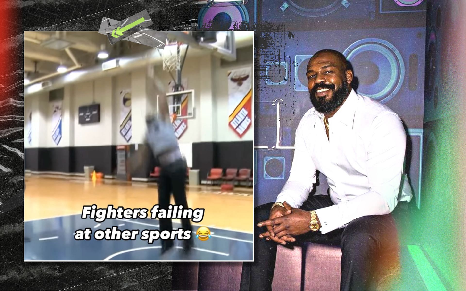 Jon Jones react to old video of him playing basketball [Image credits: @jonnybones &amp; @happypunch on Instagram]