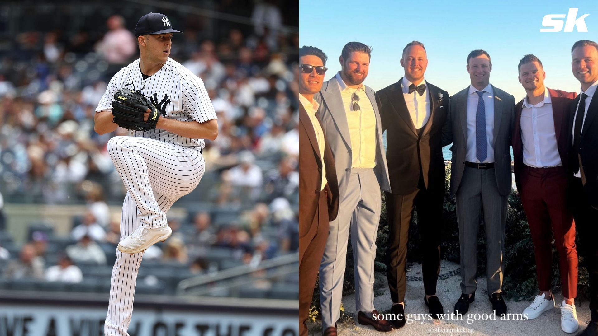 Yankees fans react to Jordan Montgomery, Gerrit Cole, Clarke Schmidt posing together at Jameson Taillon&rsquo;s wedding