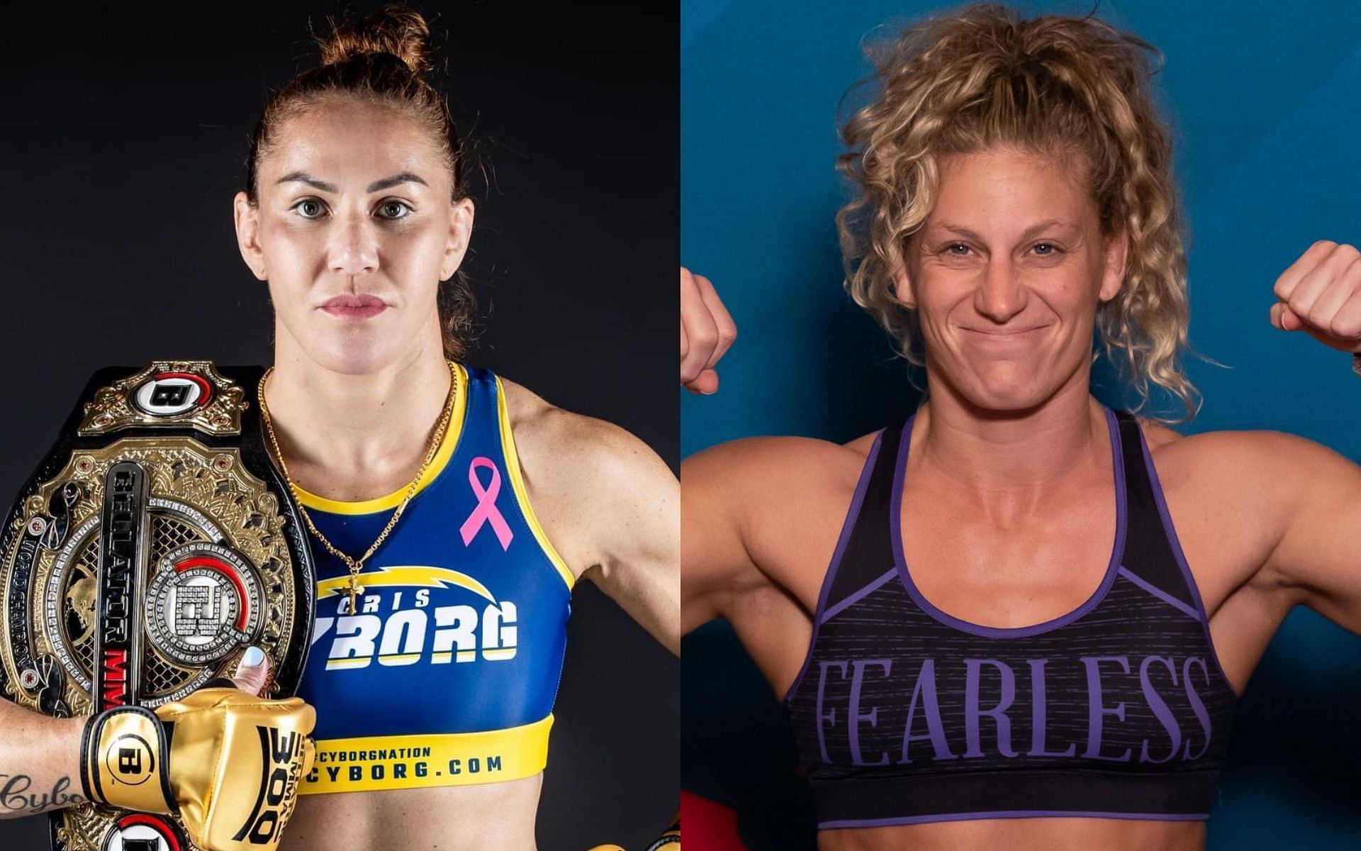 Cris Cyborg [Left] and Kayla Harrison [Right] are reportedly not competing at the PFL vs. Bellator event [Image courtesy: @criscyborg and @KaylaH - X]