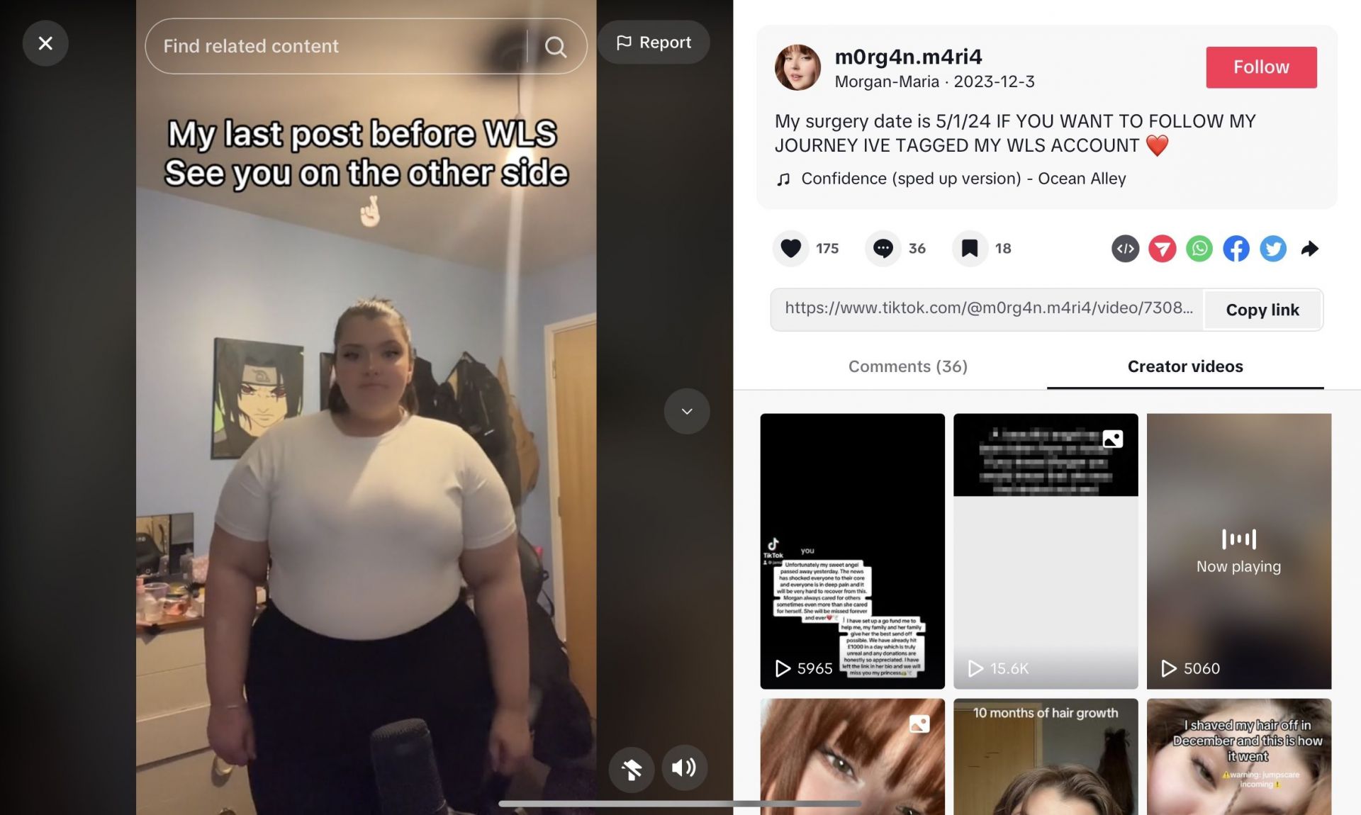 Morgan Ribeiro&#039;s final TikTok video posted before her death (Image via @m0rg4n.m4ri4/TikTok)