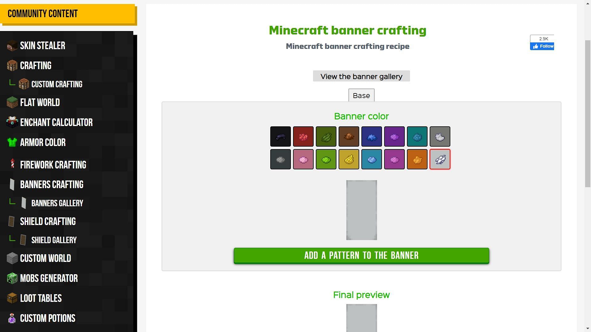 This tool can be used to easily design banners before making them in the game (Image from Minecraft.Tools)