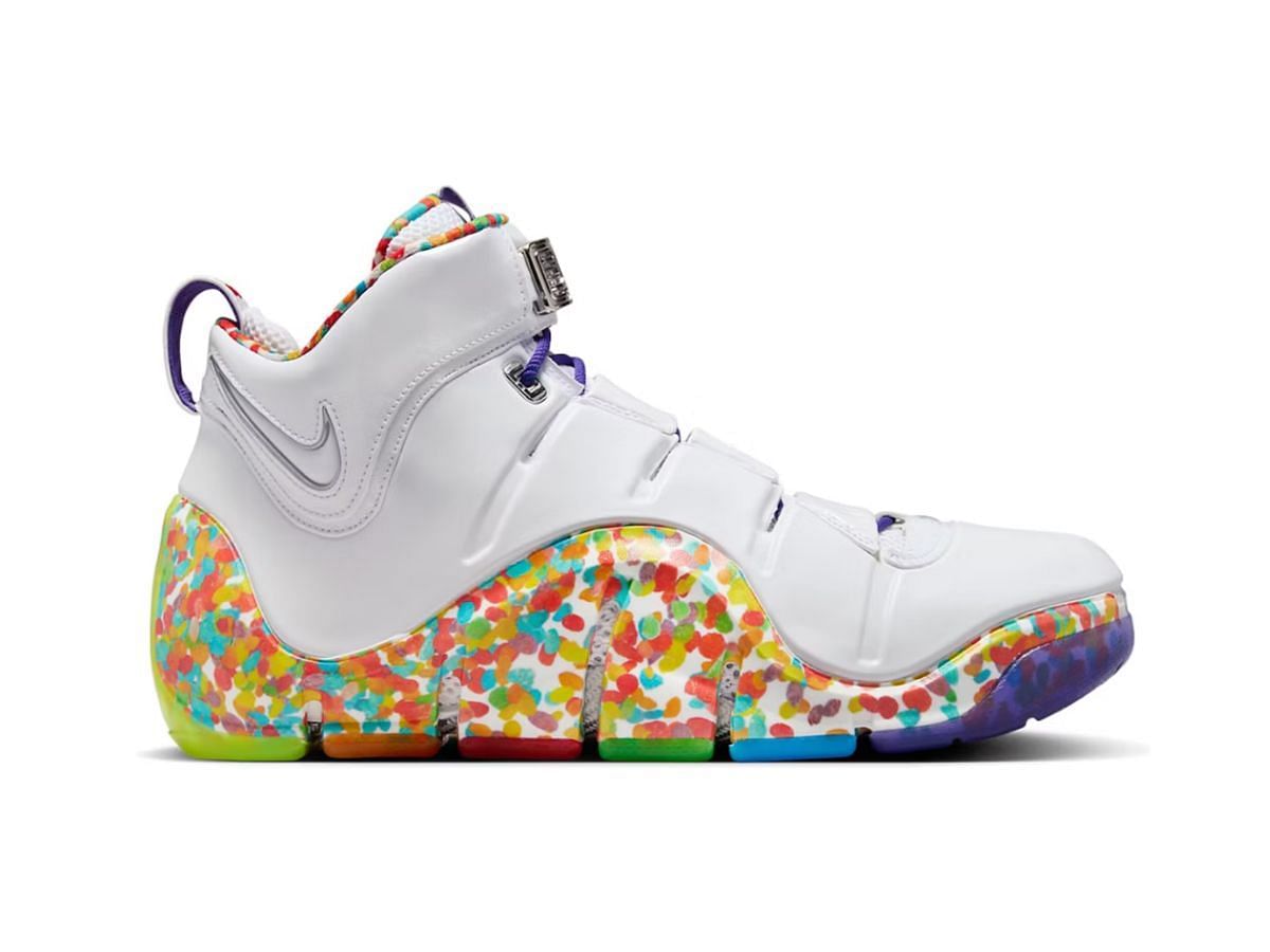 The Nike x LeBron 4 &quot;Fruity Pebbles&quot; sneakers (Image via StockX)