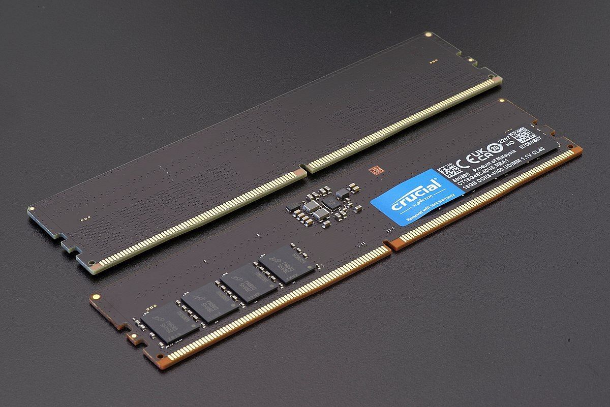 Heatsink-less Crucial DDR5 RAM (Image via Crucial)