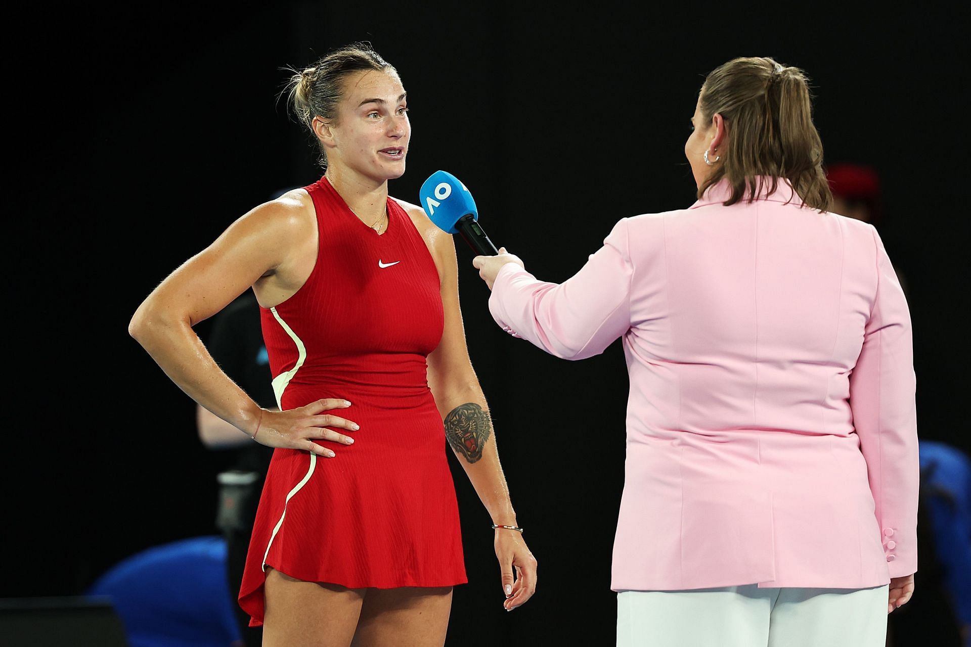 Aryna Sabalenka talks to the media:2024 Australian Open