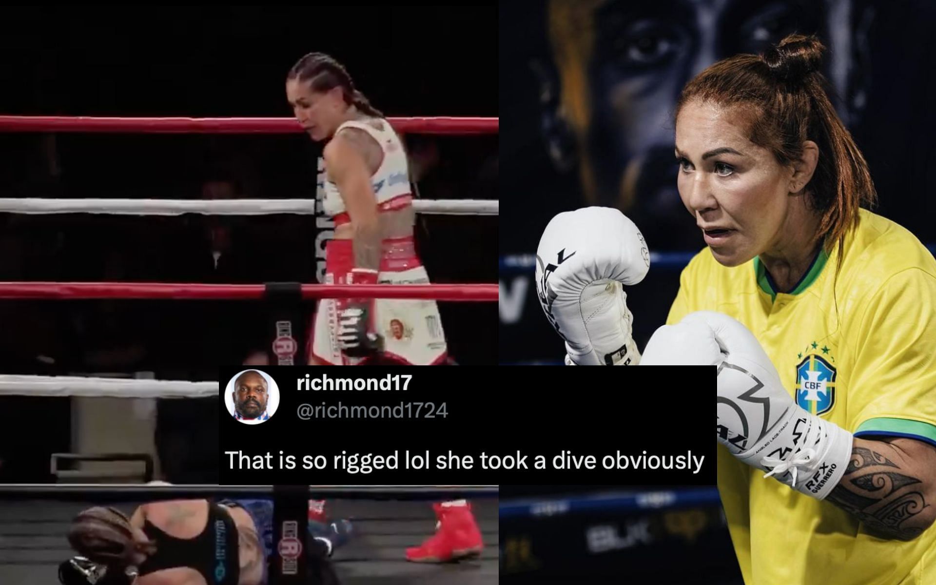Cris Cyborg knocked her opponent out in the first round. [via Instagram @criscyborg and X @NeoValeTudo]