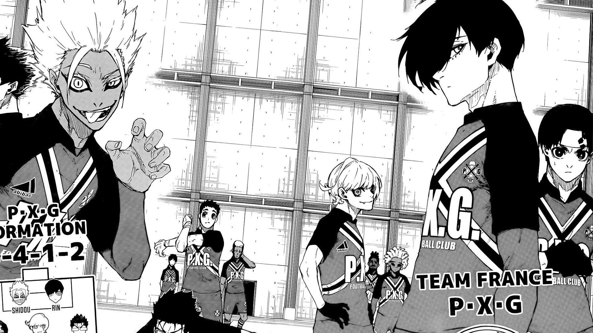 Paris X Gen team as seen in the Blue Lock manga (Image via Kodansha)