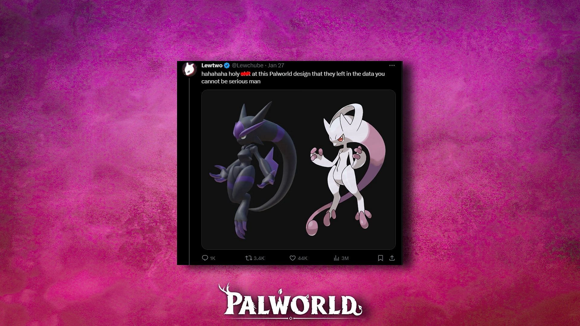 Tweet made by Lewchube on Twitter about the datamined Pal (Image via Lewchube, Twitter)