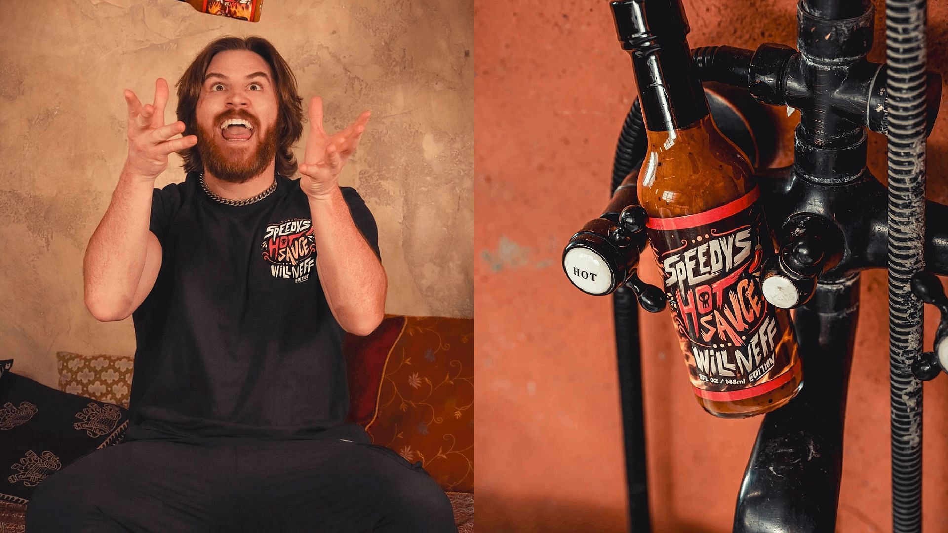 Will Neff celebrated as his hot sauce sold out in latest sale. (Image via neffsauce.com)