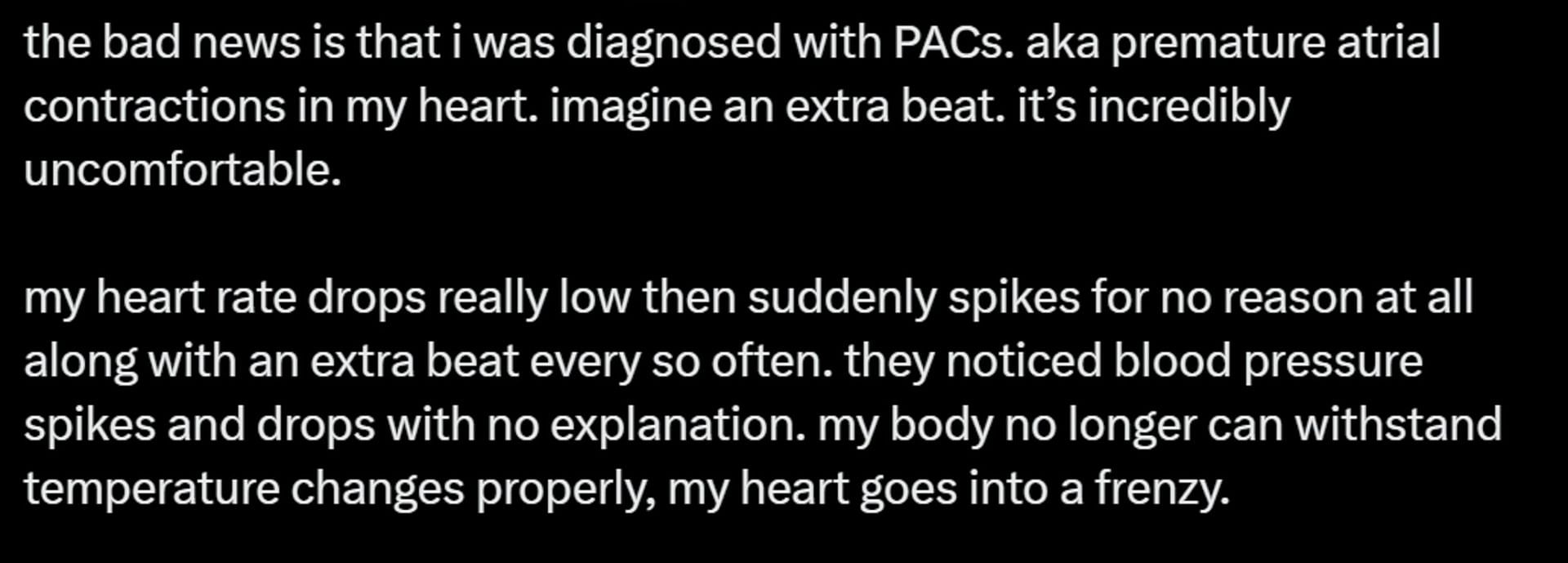 YouTuber reveals being diagnosed with PACs. (Image via X/@McJuggerNuggets)