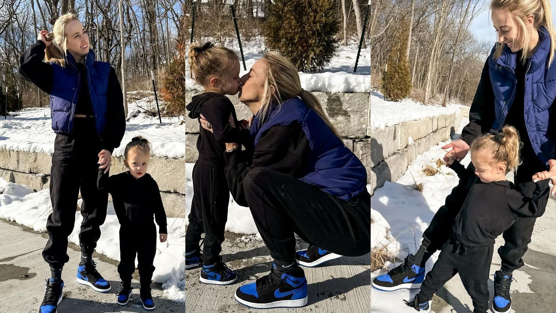 Brittany Mahomes and her daughter, Sterling Skye, bonded by walking through snowy surfaces.