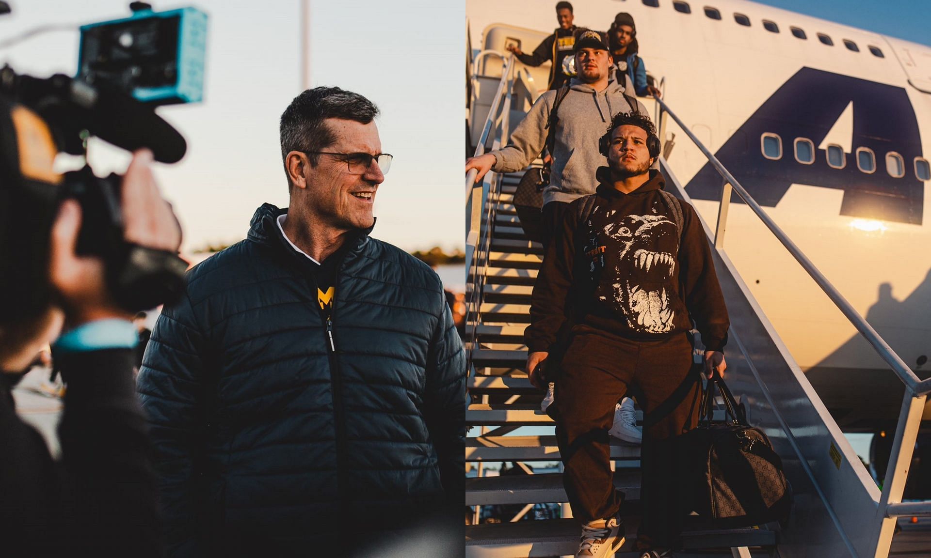 Jim Harbaugh&rsquo;s Michigan Wolverines arrived in Houston.