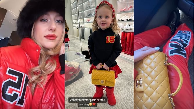 IN PHOTOS: Brittany Mahomes and daughter Sterling rock customized Patrick Mahomes-themed outfit for Bills-Chiefs clash