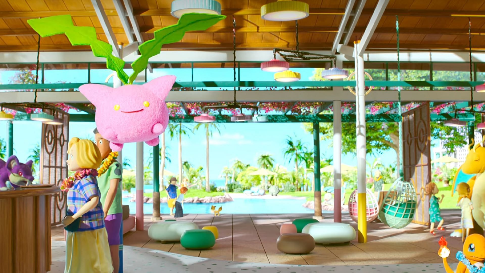 The resort entrance in Pokemon Concierge&#039;s first episode (Image via The Pokemon Company/Netflix)