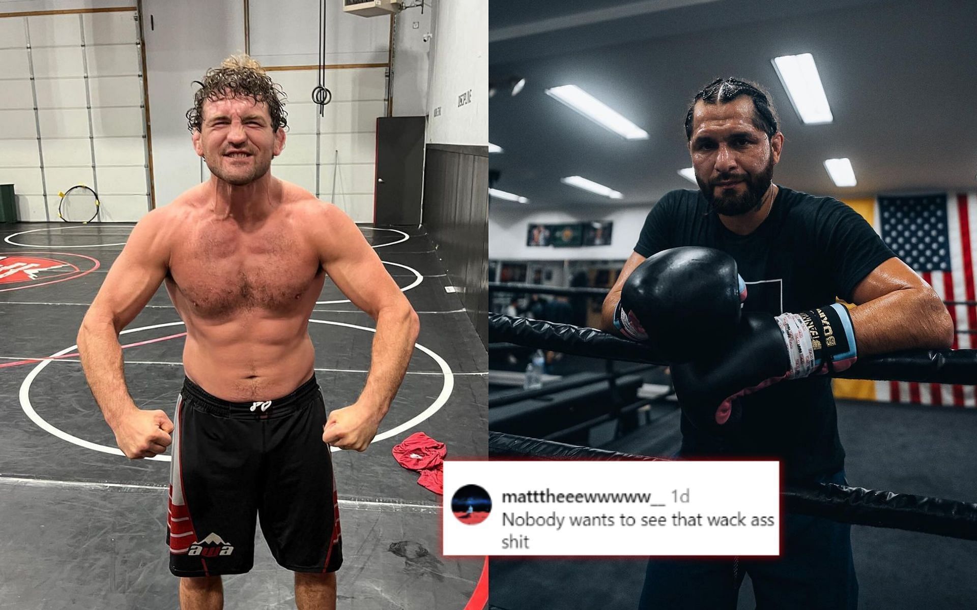 Ben Askren (left) claims he is willing to come out of retirement to fight Jorge Masvidal (right) [Images courtesy @benaskren @gamebredfighter on Instagram]