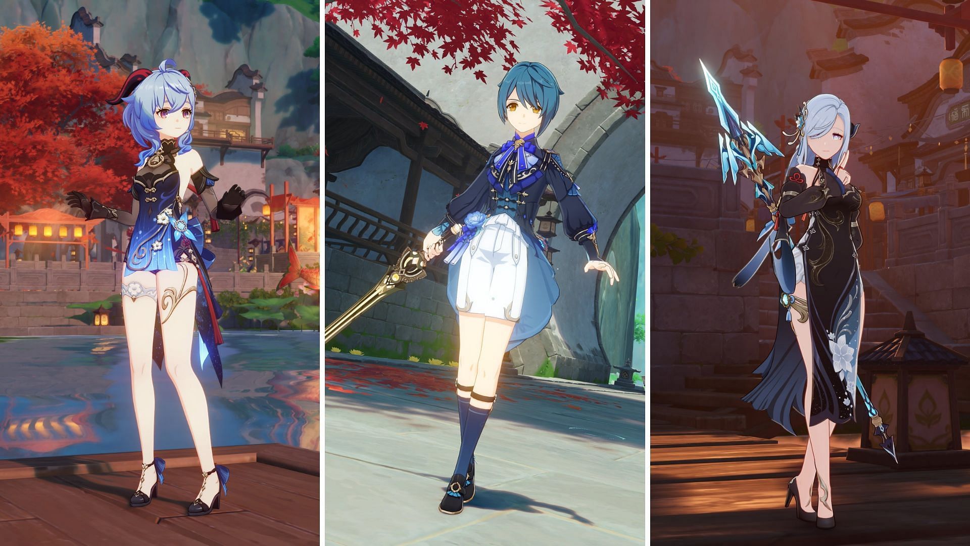 In-game preview of 4.4 skin outfits (Image via HoYoverse)