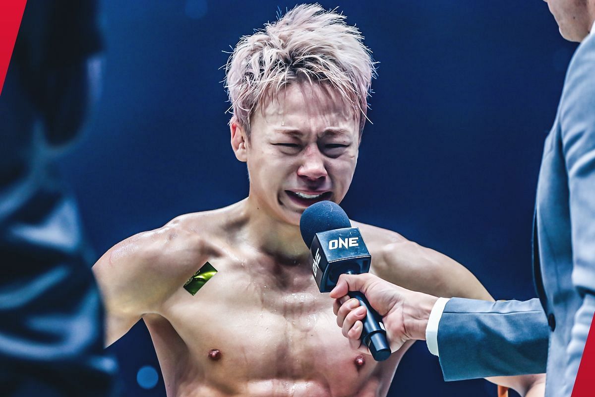 Takeru Segawa during his post fight interview at ONE 165 | Image credit: ONE Championship