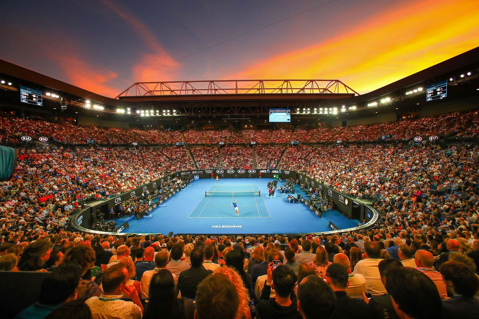 Matches on Rod Laver Arena, the Australian Open's central showcourt, begin 12 pm local time.