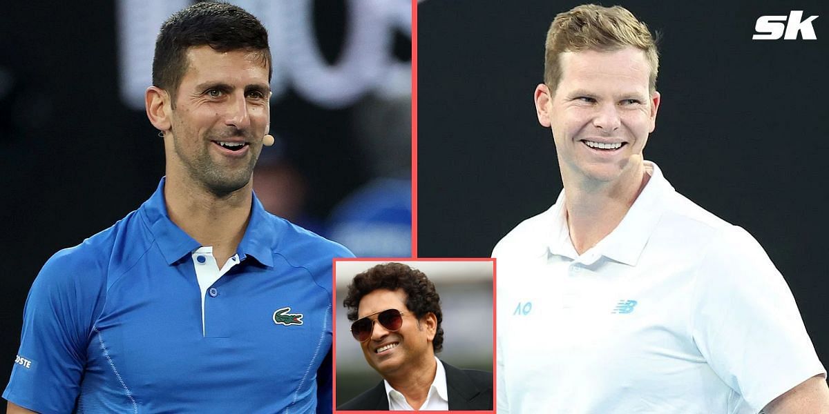 Novak Djokovic (L), Steve Smith (R) and Sachin Tendulkar (Inset)